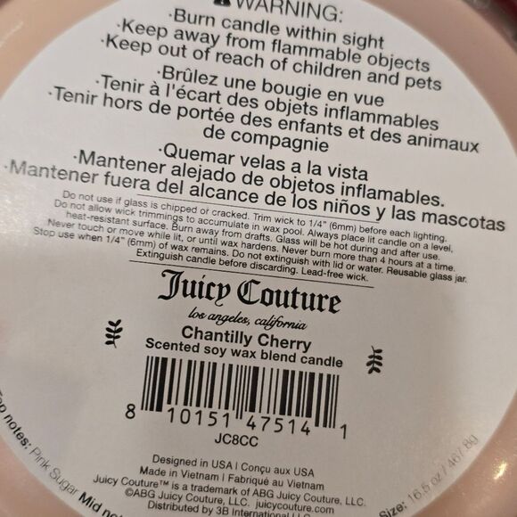 Juicy Couture Home Chantilly Cherry Candle w/Topper - Picture 6 of 6